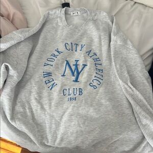 Garage Crewneck Sweater in Gray and Blue